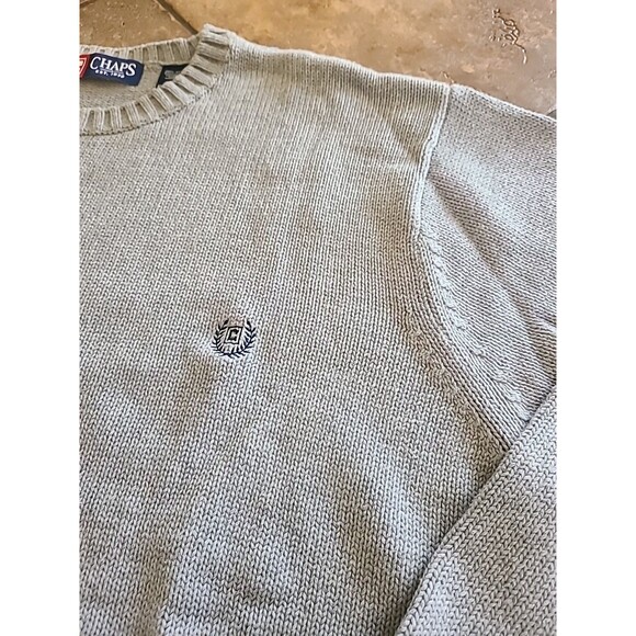 VTG Chaps Sweater Mens 2XL Gray Cable Knit Crew Neck Sweater  Preppy Big Tall - Picture 3 of 7